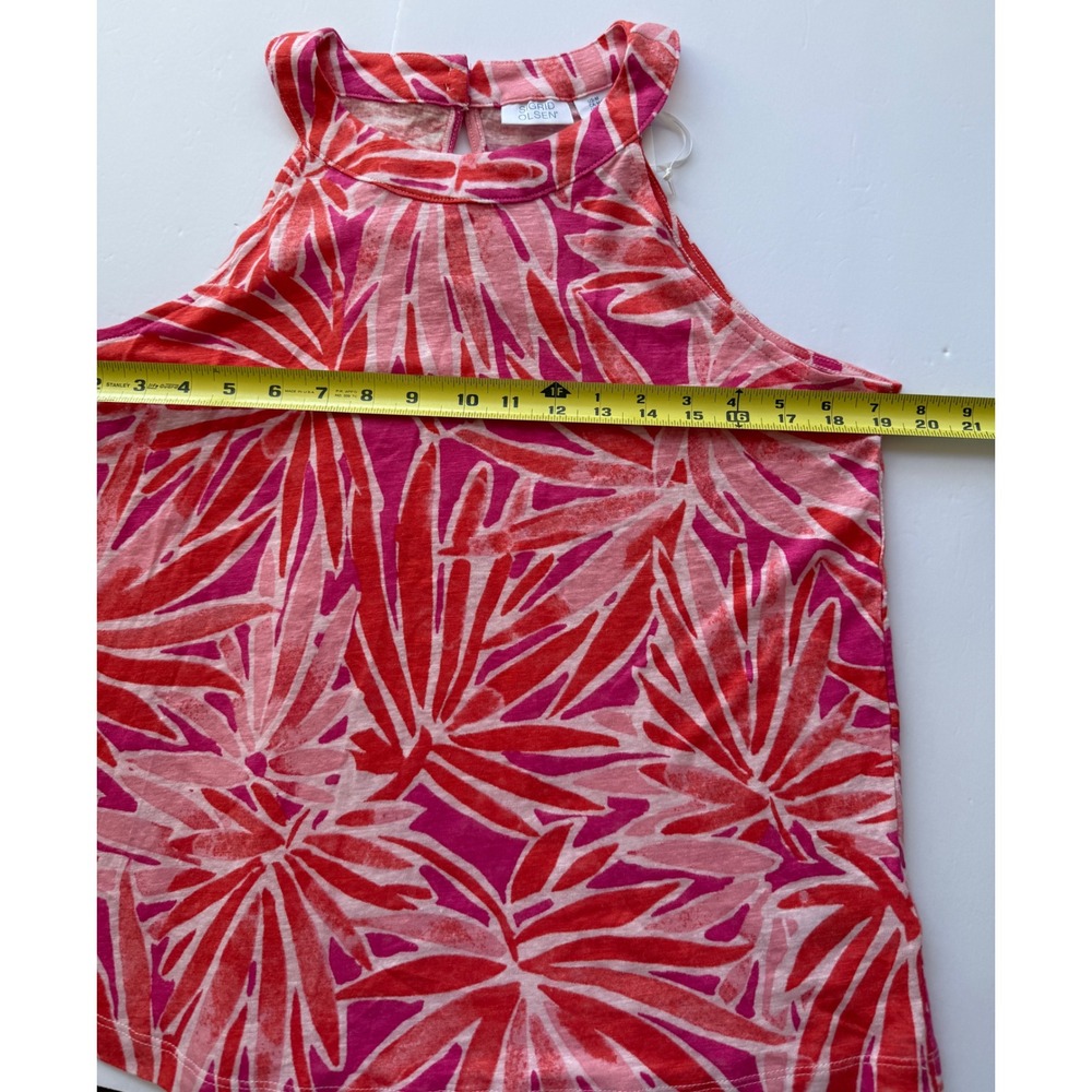 Sigrid Olsen Pink Red Tropical Palm Linen Halter Tank Top Womens Medium NWT - Picture 3 of 9